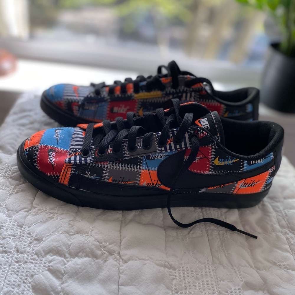 Nike Patchwork Low-Top Sneakers in Black, Red, Blue, Orange, Yellow, Cream